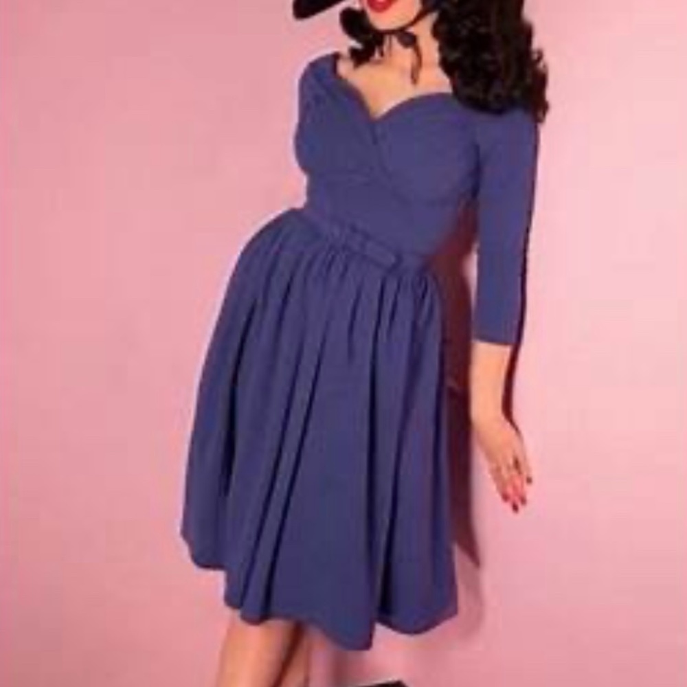 Vixen by Micheline Pitt Starlet Swing Dress in Stormy Blue